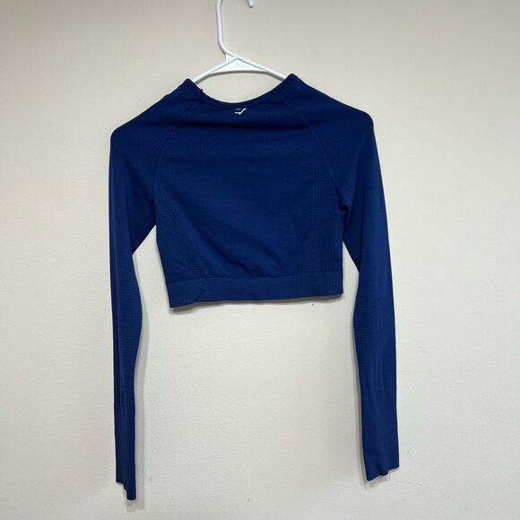 Gymshark Vital Seamless Blue Long Sleeve Crop Top Small Women - Picture 3 of 6
